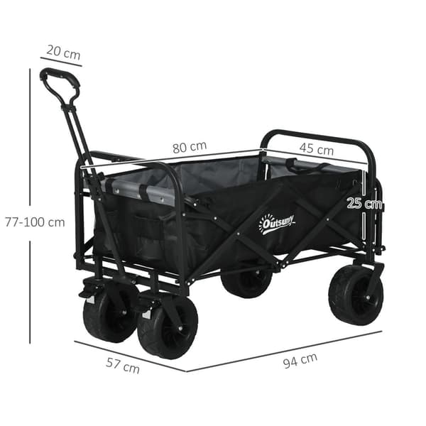 Rootz Folding Garden Cary - Apuohjelmavaunu - Kuljetusvaunu - Säädettävä kahva - 94 cm x 57cm x 77-100 cm
