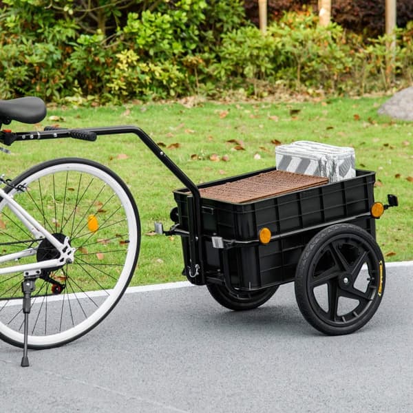 Rootzin polkupyörän perävaunun kuljetusperävaunu - Universal Bike Cart - Helppo Assembly - 70L kapasiteetti - 144L x 59W x 80H CM