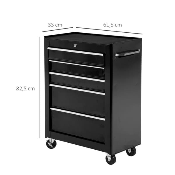 Rootz Rolling Steel -työkaluvauva - Työpajakoru - Työkalun tallennus - Lukittava 2 näppäintä - 61,5 x 33 x 82,5 cm - liukumaton suojaus