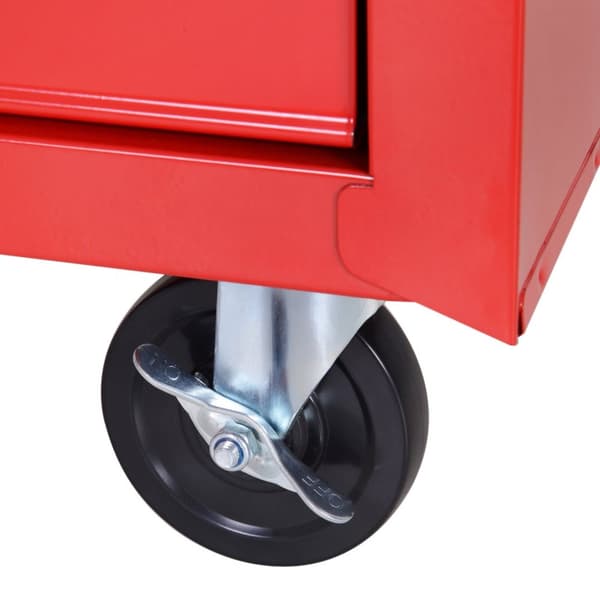 Rootz Rollable Workshop Tool Trolley - Værktøjskurv - Låsbar opbevaring - 5 skuffer - Stål 69 x 33 x 75 cm - Rød -sort