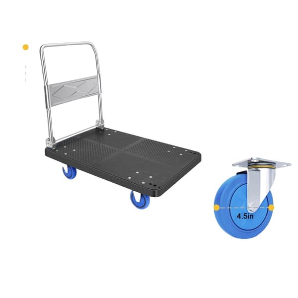Heavy Duty Indkøbsvogn, Foldbart Håndtag, Høj Belastningskapacitet,Sort M