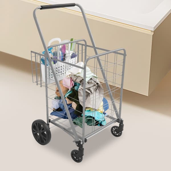Kaksinkertainen ostoskärry, 50 kg kuormituskapasiteetti, ergonominen muotoilu