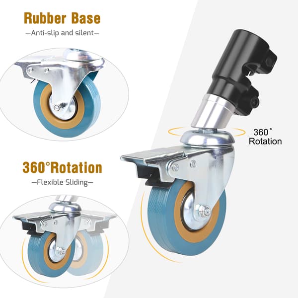 C-Stand Swivel Caster Sæt, 25MM Diameter, Kraftig Rustfrit Stål