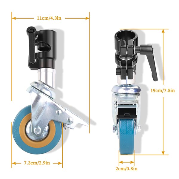 C-Stand Swivel Caster Sæt, 25MM Diameter, Kraftig Rustfrit Stål