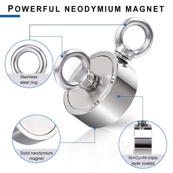 INF Neodymmagnet / fiskemagnet 65 kg klebekraft 10 meter tau