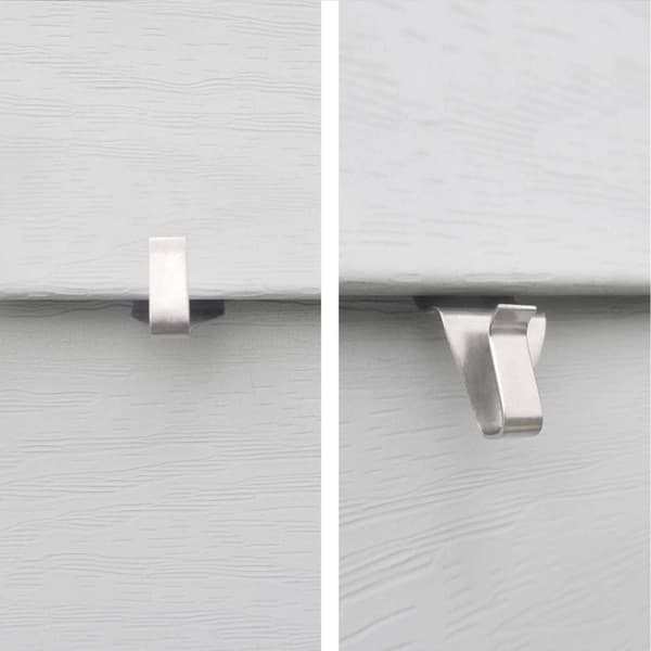 Vinyl sidospår krokar clips hängare rostfritt stål 8-pack
