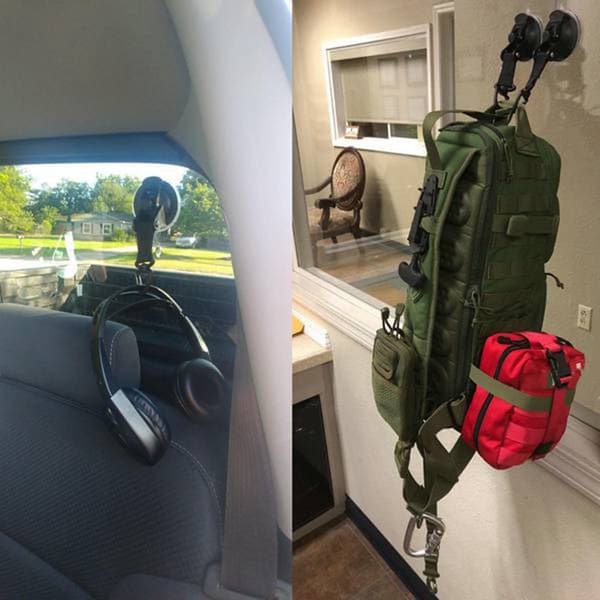 INF 4-pack krokar med sugpropp och triangelspänne för husbil/biltält/camping Svart