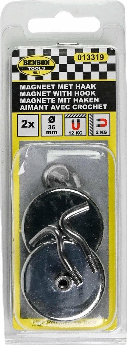 2-Pak - Magnet med Krog / Magnetkrog - 12kg