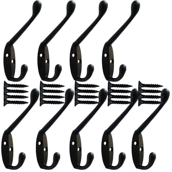9-pack väggmonterade krokar Metallkrokar Robe Krok Dubbla stift väggmonterade krokar