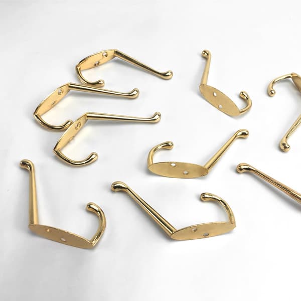 INF 9-pak vægmonterede metalkroge, dobbeltstift Guld