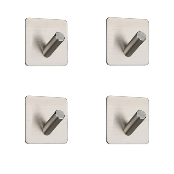 INF Osynliga självhäftande krokar Fyrkantiga väggkrokar i rostfritt stål (4-pack) Silver