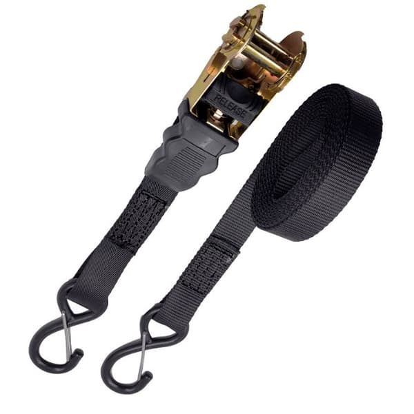 INF 2M Cargo Tie Down stropper med strammer og kroker (2,5 cm svart)