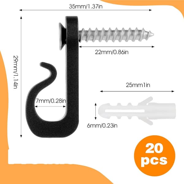 20-pack plastsnöre ljuskrokar med skruvar