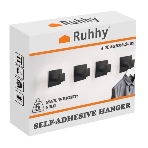 4-Pack - Självhäftande Krokar / Handdukskrokar - Hängare