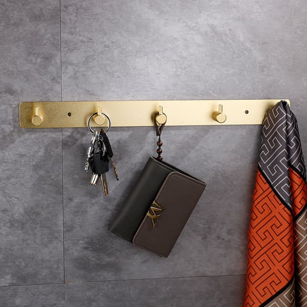 INF Gold 4-Hook Wall Hanger (Adhesive/Drilling Options)