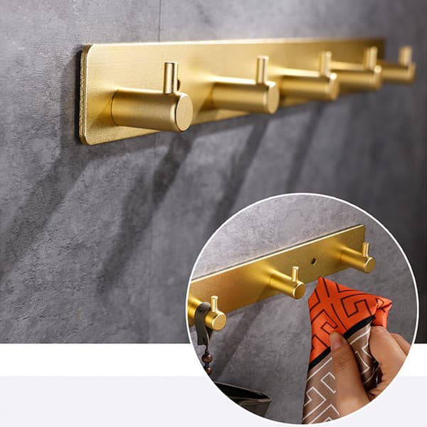 INF Gold 4-Hook Wall Hanger (Adhesive/Drilling Options)