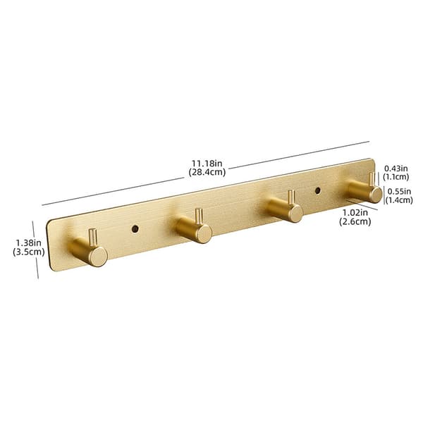 INF Gold 4-Hook Wall Hanger (Adhesive/Drilling Options)