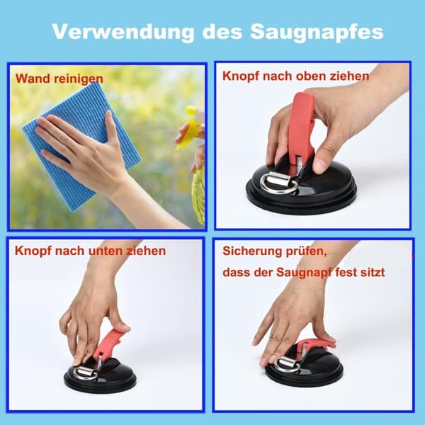Lollanda 4 kraftige sugekopper med 8 S-kroge, holdbare, til camping og hjem, til campingvogn og presenning