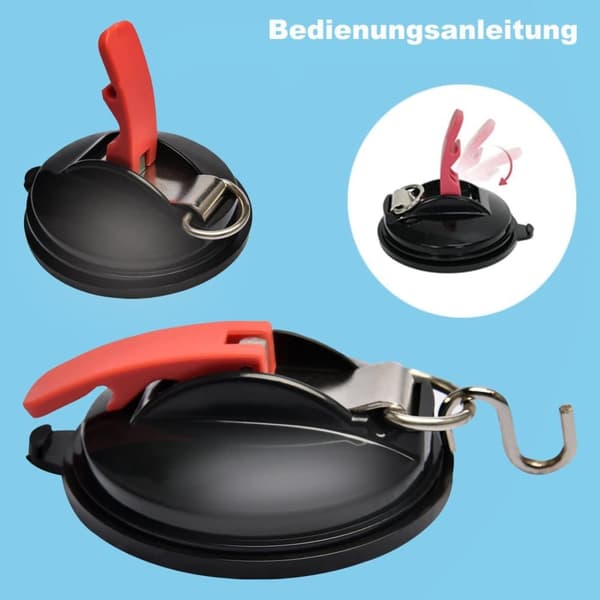 Lollanda 4 kraftige sugekopper med 8 S-kroge, holdbare, til camping og hjem, til campingvogn og presenning