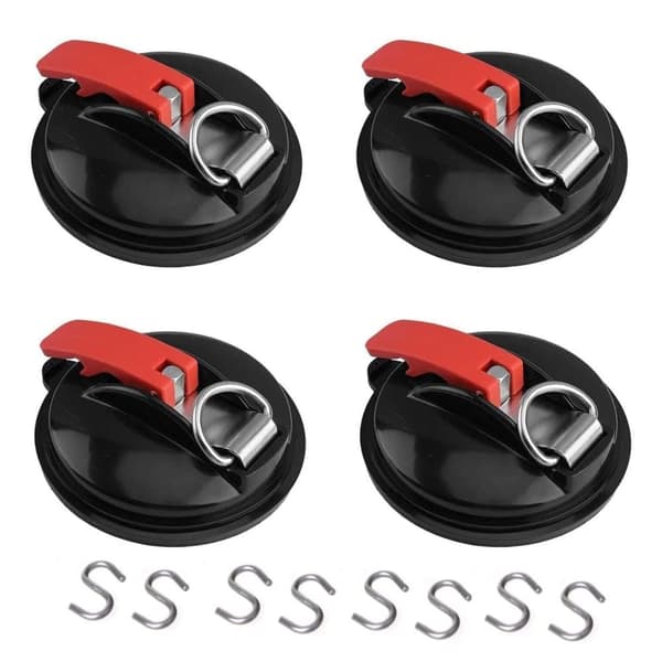 Lollanda 4 kraftige sugekopper med 8 S-kroge, holdbare, til camping og hjem, til campingvogn og presenning