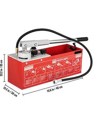25 bar hydrostatisk trycktestpump med 12L tank, tvåenhetsmätare, tvåventilssystem, förtjockad slang, exakt mätning, lätt att använda