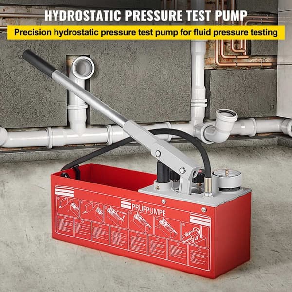 25 bar hydrostatisk trycktestpump med 12L tank, tvåenhetsmätare, tvåventilssystem, förtjockad slang, exakt mätning, lätt att använda