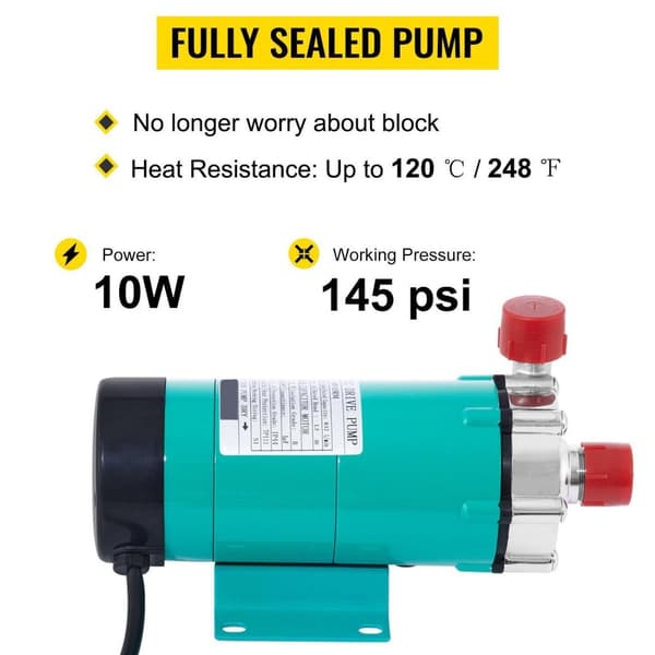 10W 145psi magnetisk ölbryggningspump,högtemperaturbeständig,Inget läckage/block