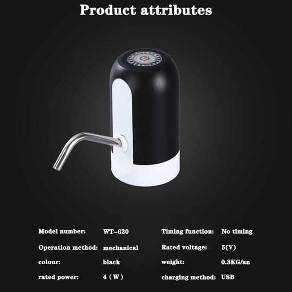 4W 5V trådlös automatisk elektrisk vattendispenserpump, vattenflaska pump, USB-laddning, enknappsvatten