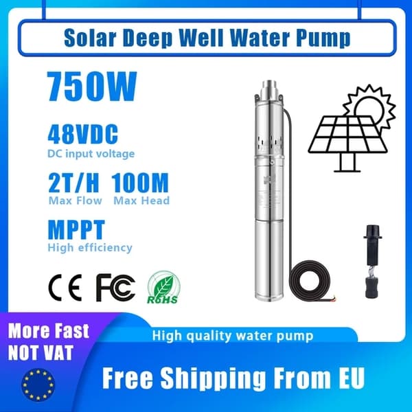 Solardrevet dykpumpe, 750W effekt, 100M løft, 750W 48-60VDC