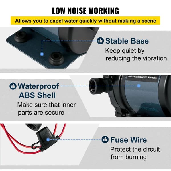 12V 240W 7GPM spolpump för husbil med självsugande funktion, säker högtrycksvattenpump, tyst och smidig drift