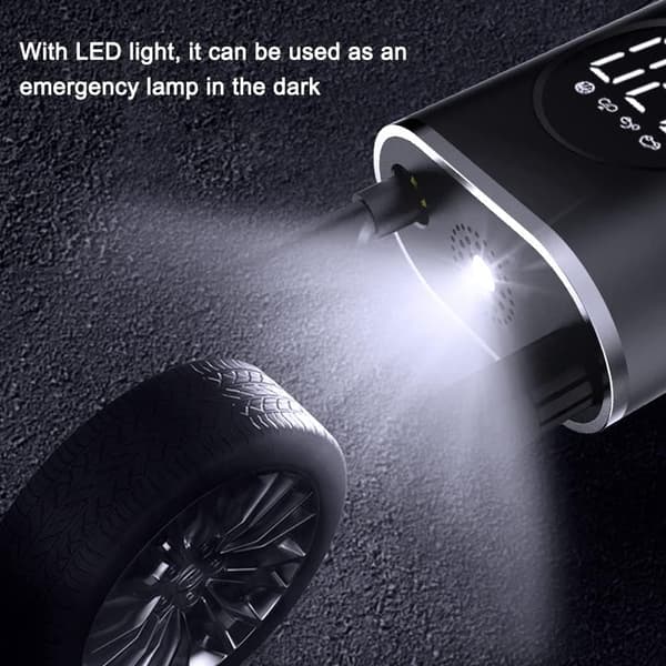 Däckinflator Bärbar luftkompressor, Max 150 PSI elektrisk luftpump med Auto-Stop Design, Smart luftpump med LED-ljus, sladdlös däckpump