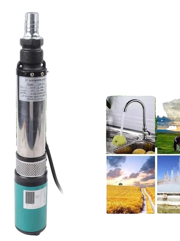 Sukellus syväkaivovesipumppu, 320W teho, 25m nostokorkeus,Hopea, 24V, EU