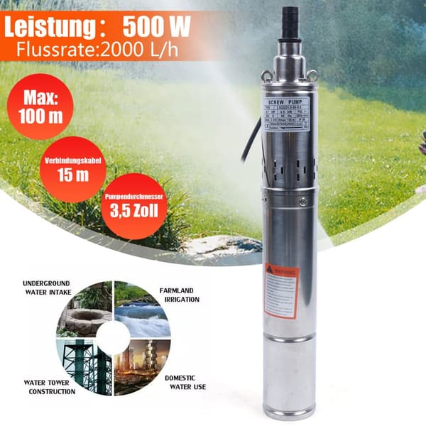 Upotettava vesipumppu, 500W moottori, 100 metriä nostokorkeus,220-240V, EU