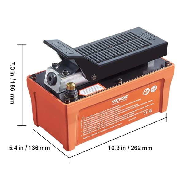 Ilma-hydraulinen pumppu, 10 000 PSI, 1,6 L öljysäiliö, jalkakäyttöinen,Appelsiini
