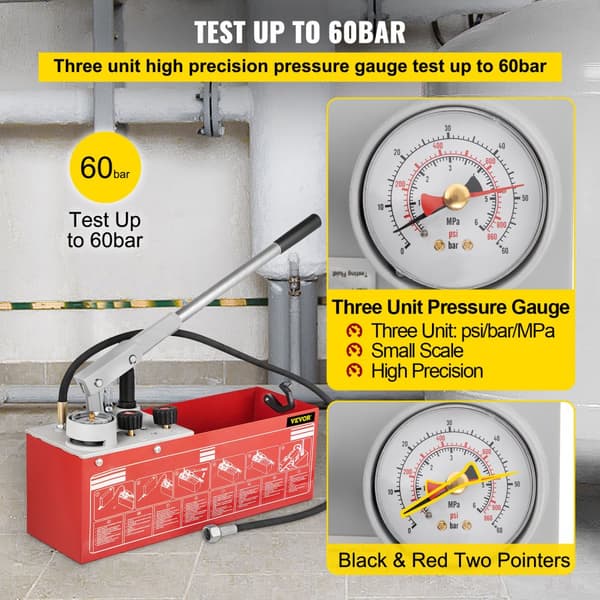 Hydrostaattinen painekoe pumppu, 60 baaria/860 psi, 32 gallonan säiliö