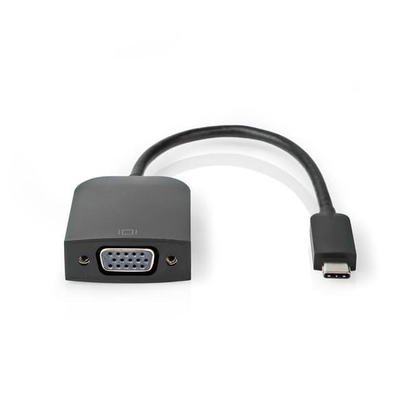 Nedis USB-C™ Adapter | USB 3.2 Gen 1 | USB-C™ Hane | VGA hona 15p | 1920x1200 | 5 Gbps | 0.20 m | Rund | Nickelplaterad | PVC | Svart | Plastpåse