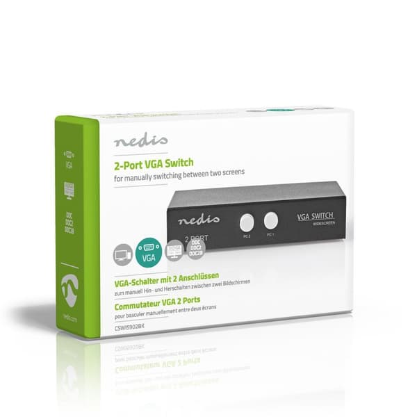 Nedis VGA switch | 2-Port port(s) | Maksimal opløsning: 2560x1600 | 500 mHz