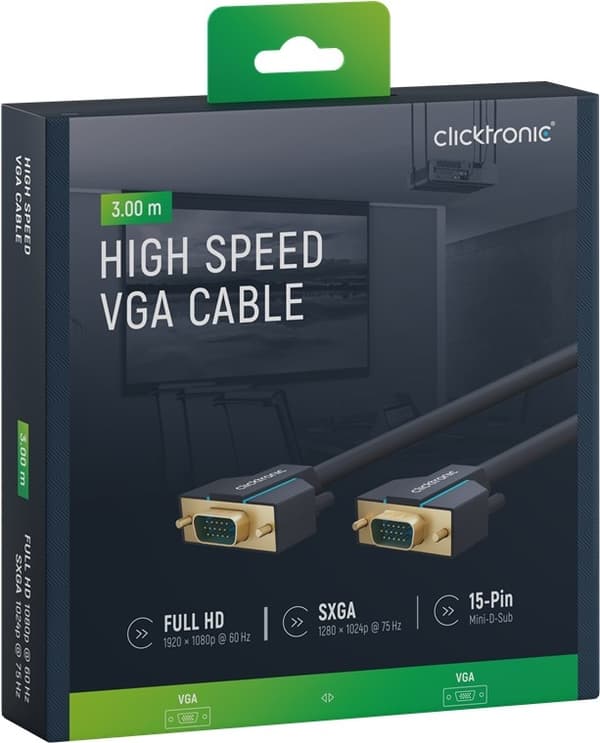 ClickTronic VGA-kabel Premium-kabel | 1x VGA-kontakt 1x VGA-kontakt | 3,0 m | SXGA @ 75 Hz