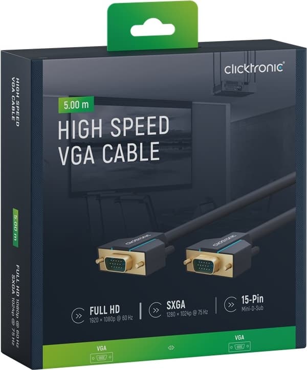 ClickTronic VGA-kabel Premium-kabel | 1x VGA-kontakt 1x VGA-kontakt | 5,0 m | SXGA @ 75 Hz