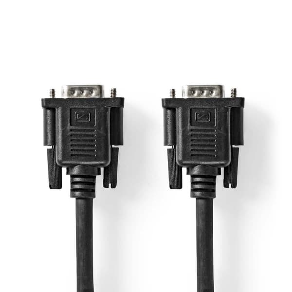 Nedis VGA-kabel | VGA Hane | VGA hona 15p | Nickelplaterad | Maximal upplösning: 1280x800 | 5.00 m | Rund | ABS | Svart | Label