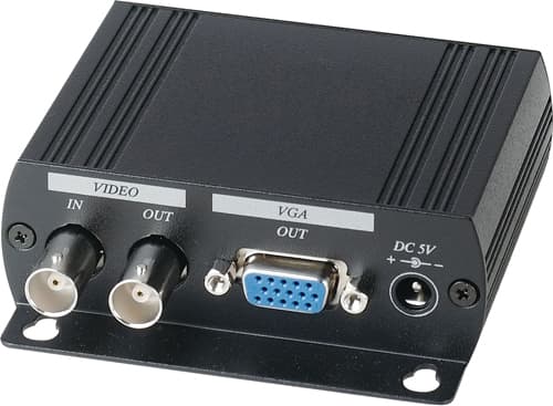Signalkonverter fra Kompositvideo BNC til VGA HD15 hun, videretilslutn