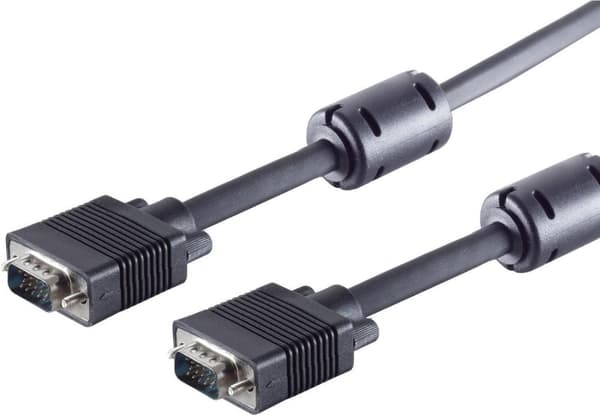 S/CONN maksimal tilslutningsmuligheder S-VGA-skærmkabel, 2 x 15-ben. HDD-stik, skærmet, 75 Ohm, med ferrit, med indkapslet hus, sort, 3,0m (78056-3)