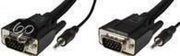 Microconnect - VGA (D-Sub); Jack (3,5 mm) til VGA (D-Sub); Jack (3,5 mm) - 10 m - Sort
