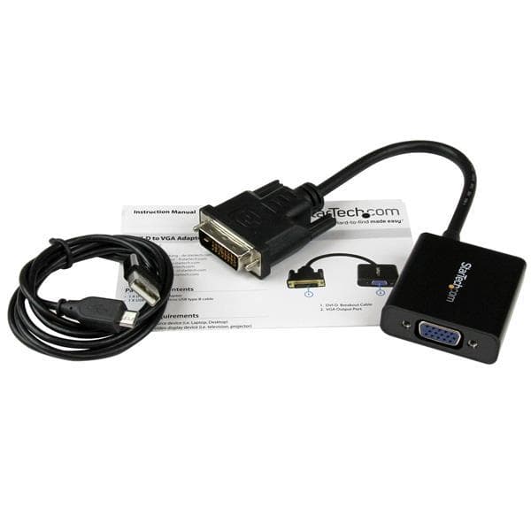 StarTech.com DVI-D til VGA aktiv videoadapter/konverterkabel - 1920x1200 - Videokonverter - Sort (DVI2VGAE)