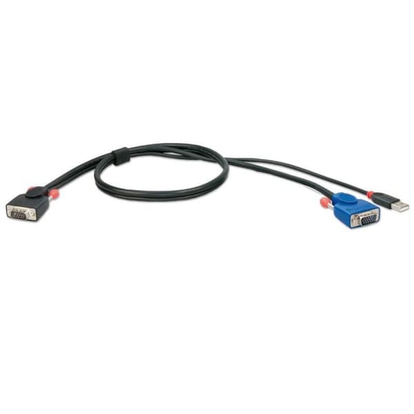 LINDY KVM Tilslutningskabel [1x VGA-stik - 1x VGA-stik, USB-A 2.0-stik] 3,00 m Sort