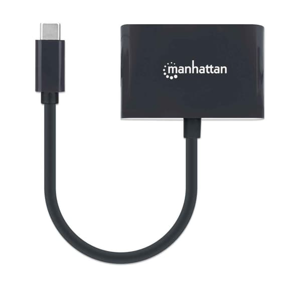 Manhattan USB-C till USB-C (med strömförsörjning) och VGA-omvandlarkabel, 1080p, 5 Gbps (USB 3.2 Gen 1), Thunderbolt 3-kompatibel, 19,5 cm, hane till