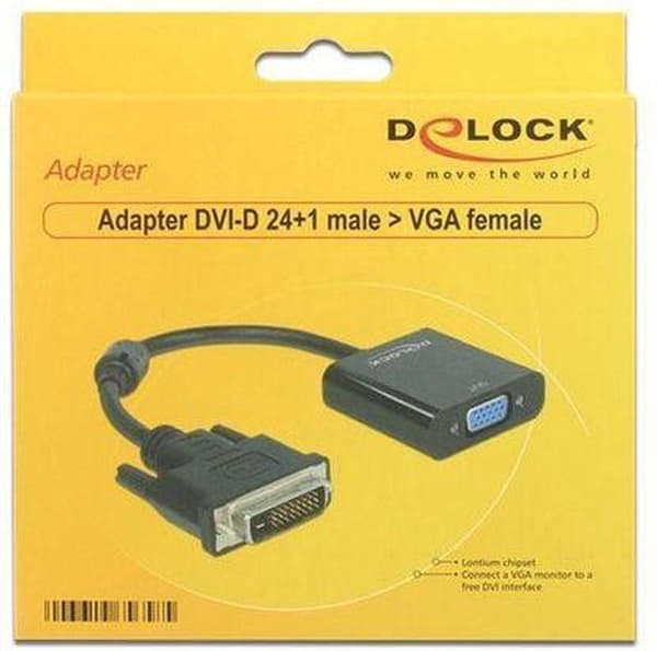 DeLOCK Premium DVI-D till VGA-omvandlare / svart - 0,15 meter