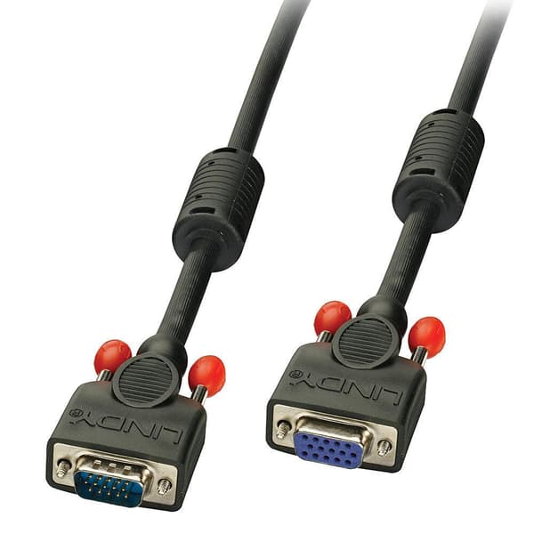 Lindy - VGA forlængerkabel - HD-15 (M) - HD-15 (B) - 50 cm - støbt, fingerskruer - sort (36391)