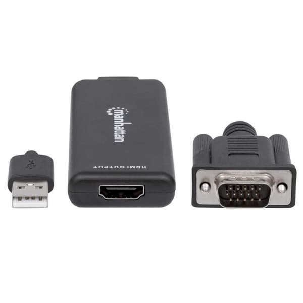Manhattan 152426 videokabeladapter 1 m USB Typ-A + VGA (D-Sub) HDMI Svart