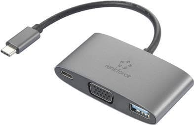 Renkforce USB-C®, VGA-adapter [1x USB-C®-stik - 1x USB-C®-stik (strømforsyning), VGA-stik, USB 3.2 Gen 1-stik A (USB 3.0)] RF-HUB-151 (RF- 4754992 )